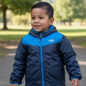The North Face Youth Reversible Blue and Black Jacket